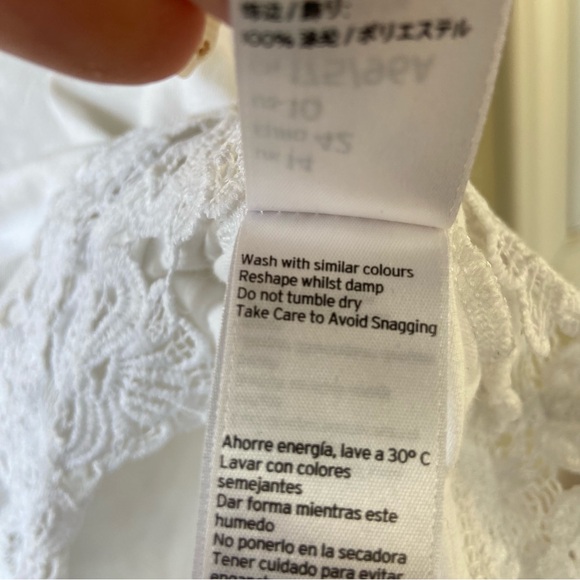 TOPSHOP White Boxy Lace Trim Mid sleeve crop Top Size 10 - Picture 7 of 8